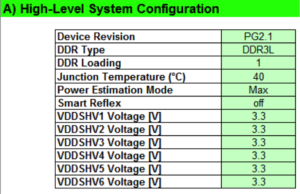 System configuration in power estimation spreadsheet