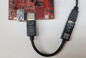 Connecting HDMI monitor with provided Display Port to HDMI converter.