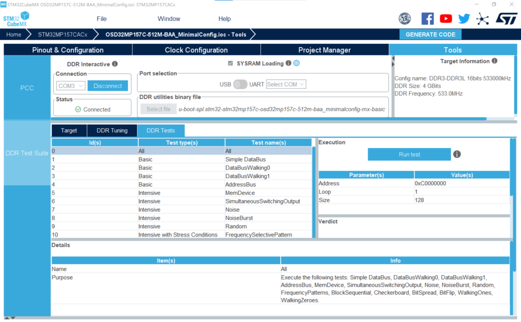 Figure 16 CubeMX DDR Test Suite (DDR Tests)