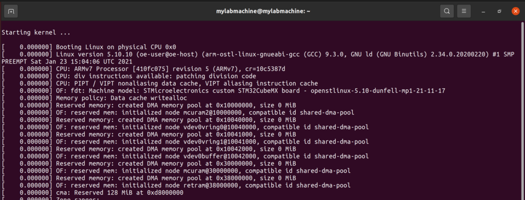 Figure 8 Linux Boot Log example