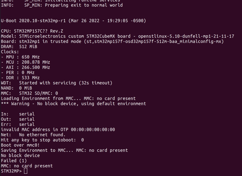 Figure 13 Boot failure due to wrong SDMMC1 chip detect pin configuration